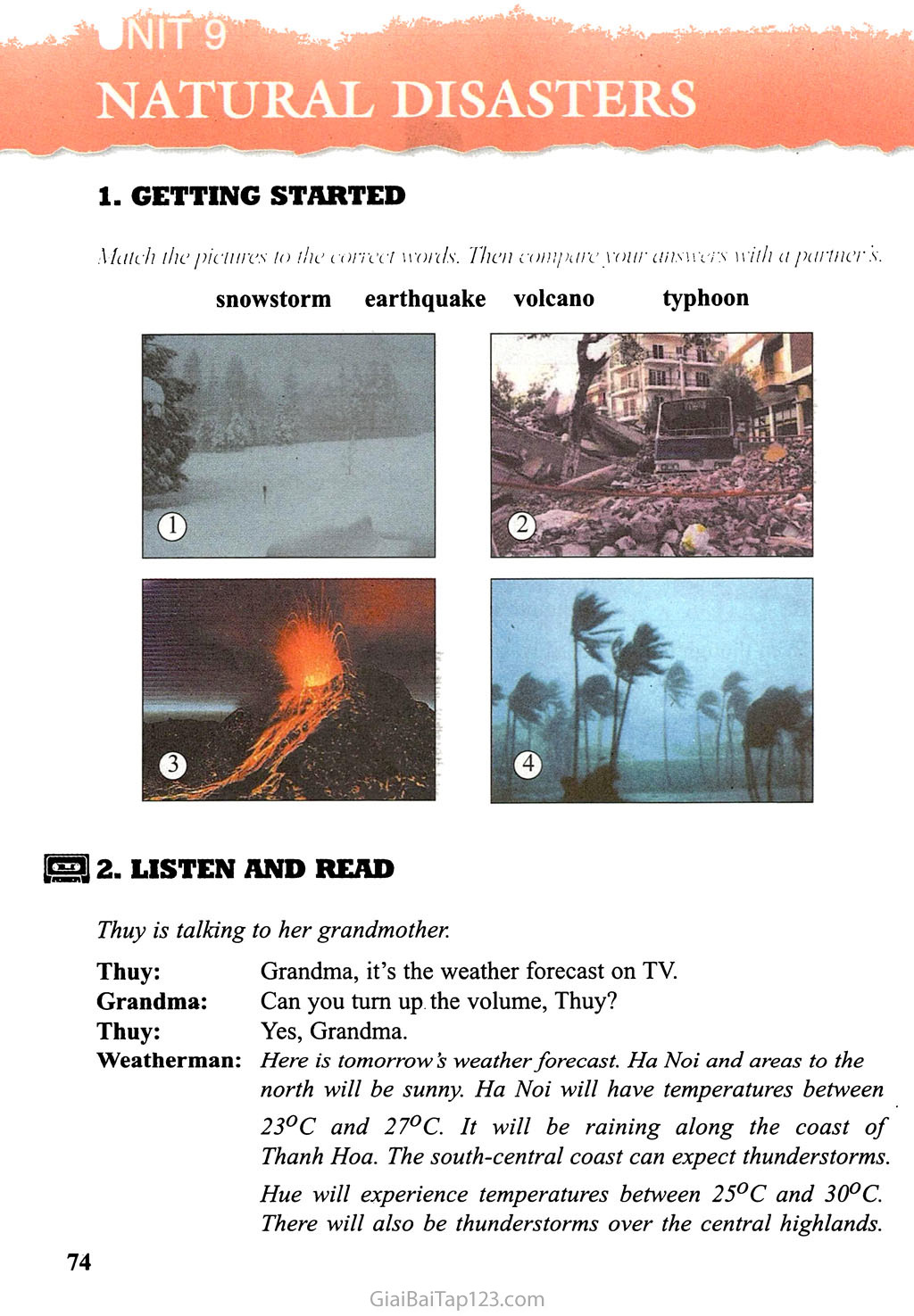 Unit 9: Natural disasters trang 1