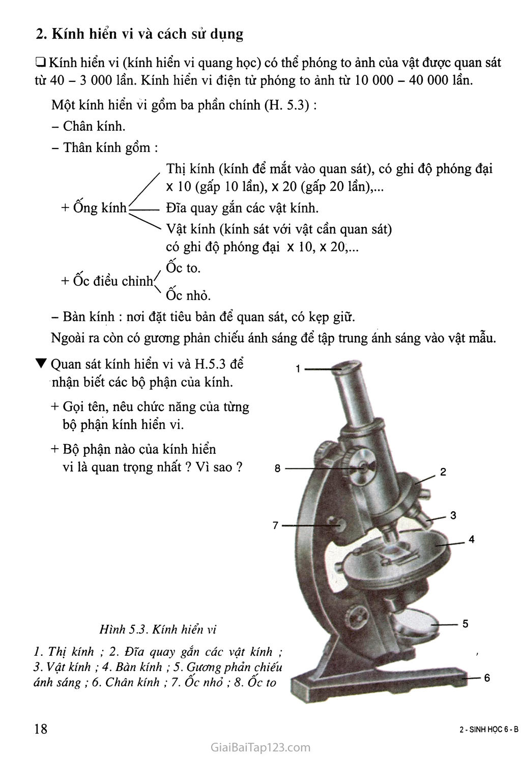 Bài 5: Kính lúp, kính hiển vi và cách sử dụng trang 2