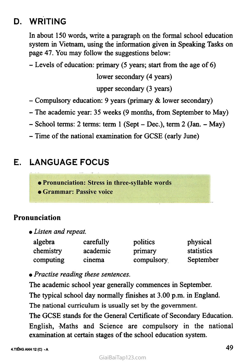 Unit 4: SCHOOL EDUCATION SYSTEM trang 6
