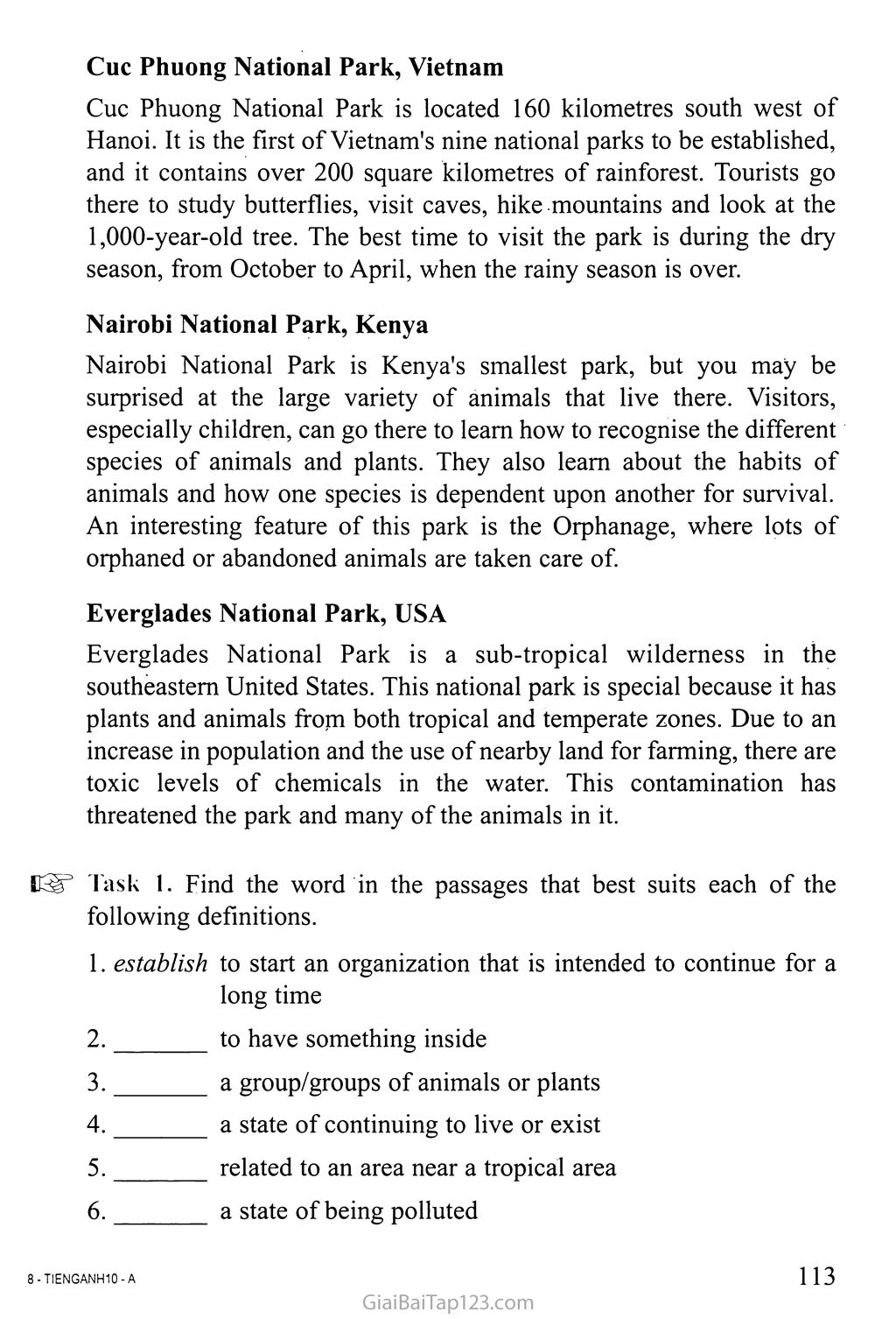 Unit 11: NATIONAL PARKS trang 2