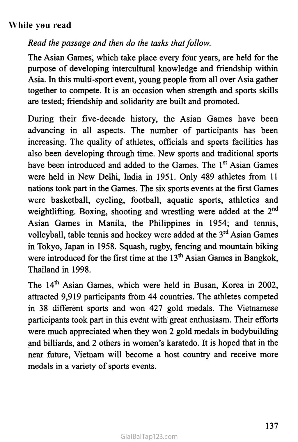 Unit 12: THE ASIAN GAMES trang 2