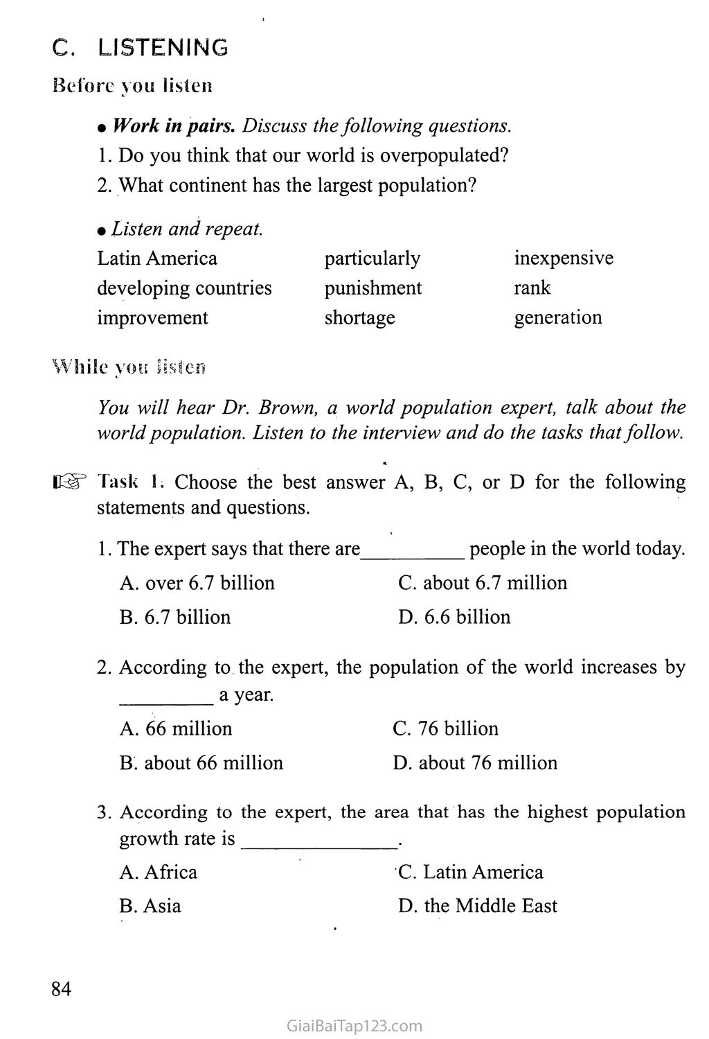 Unit 7: WORLD POPULATION trang 5