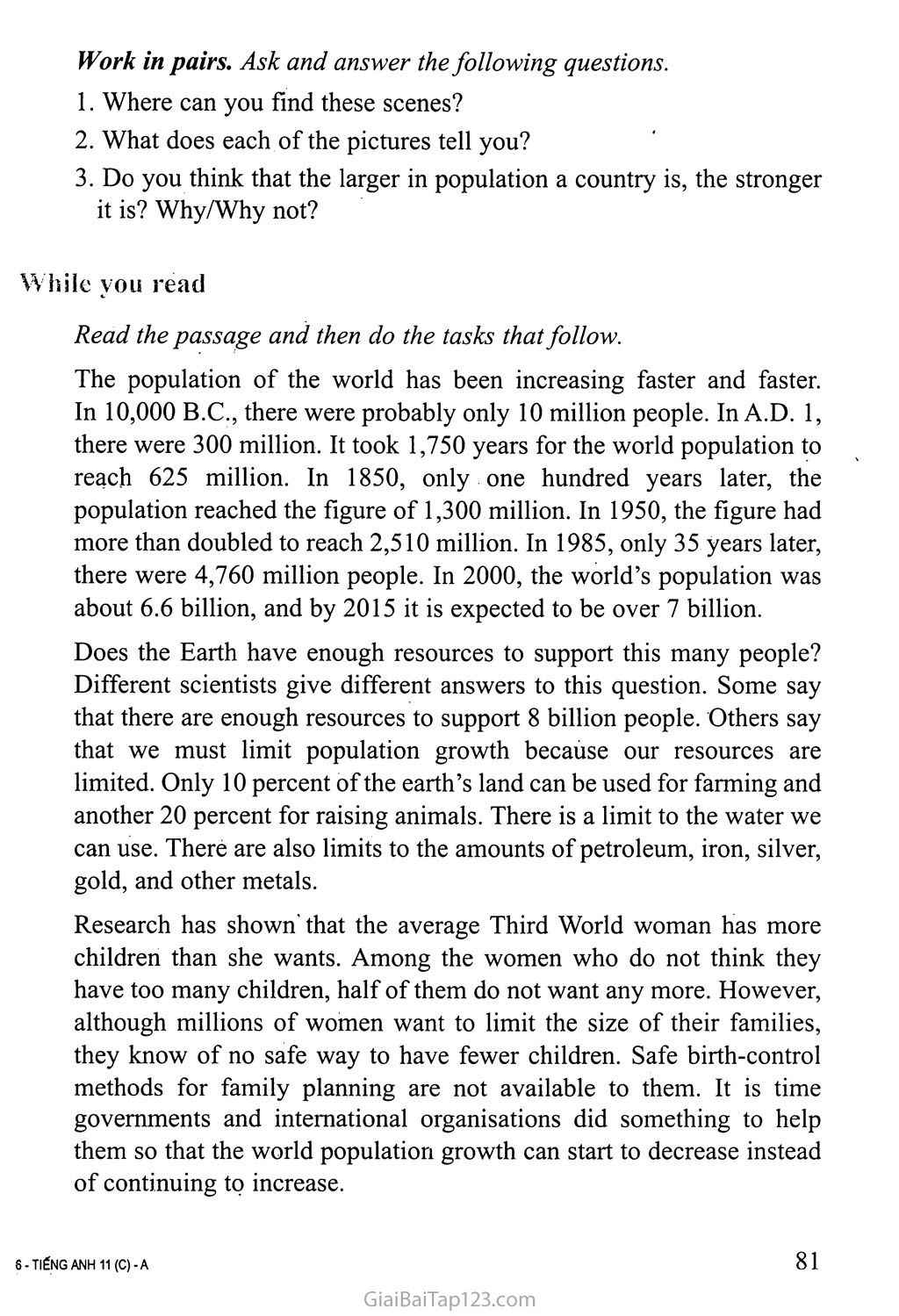 Unit 7: WORLD POPULATION trang 2