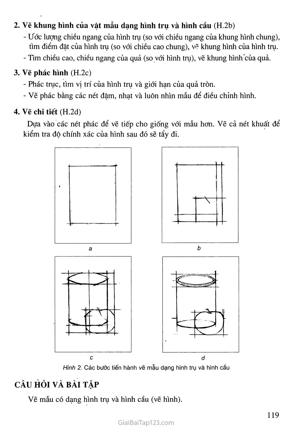 Bài 15. Vẽ theo mẫu Mẫu dạng hình trụ và hình cầu (Tiết 1-Vẽ hình) trang 2