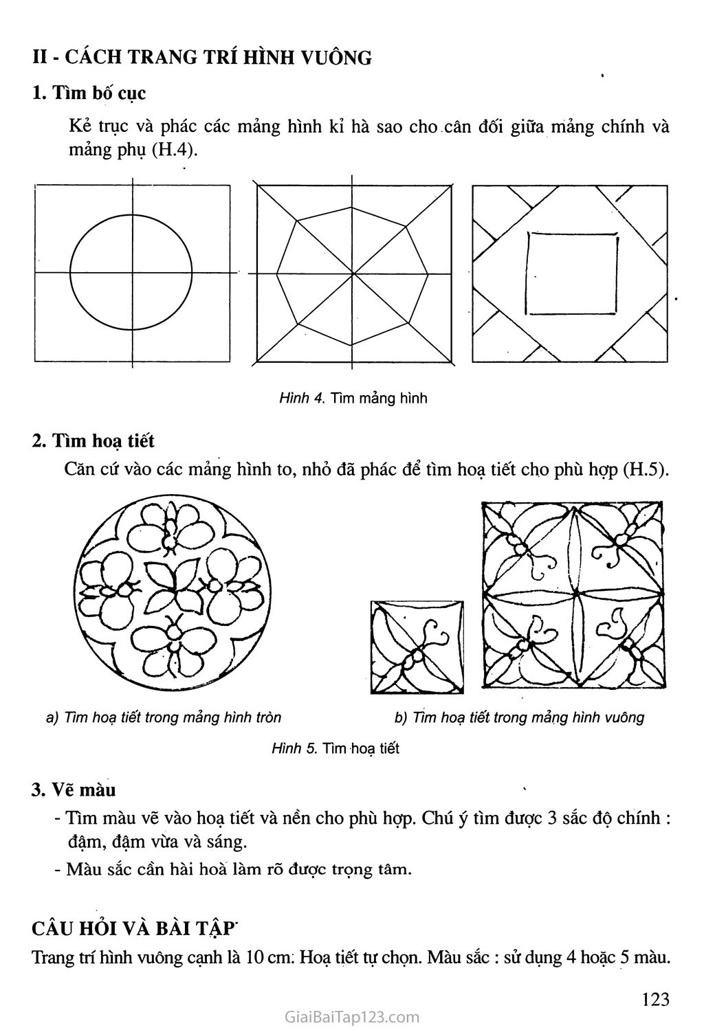 Bài 17  Trang trí hình vuông  Mỹ thuật lớp 4  Linhkidnet