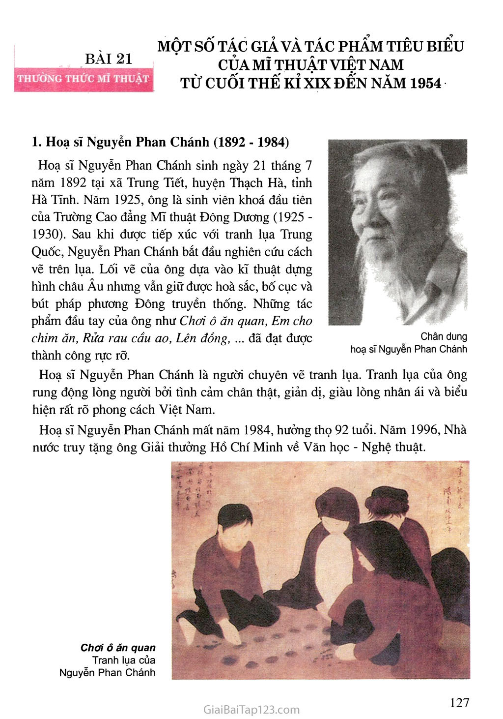 Bài 21. Thường thức mĩ thuật - Một số tác giả và tác phẩm tiêu biểu của mĩ thuật Việt Nam từ cuối thế kỉ XIX đến năm 1954 trang 1