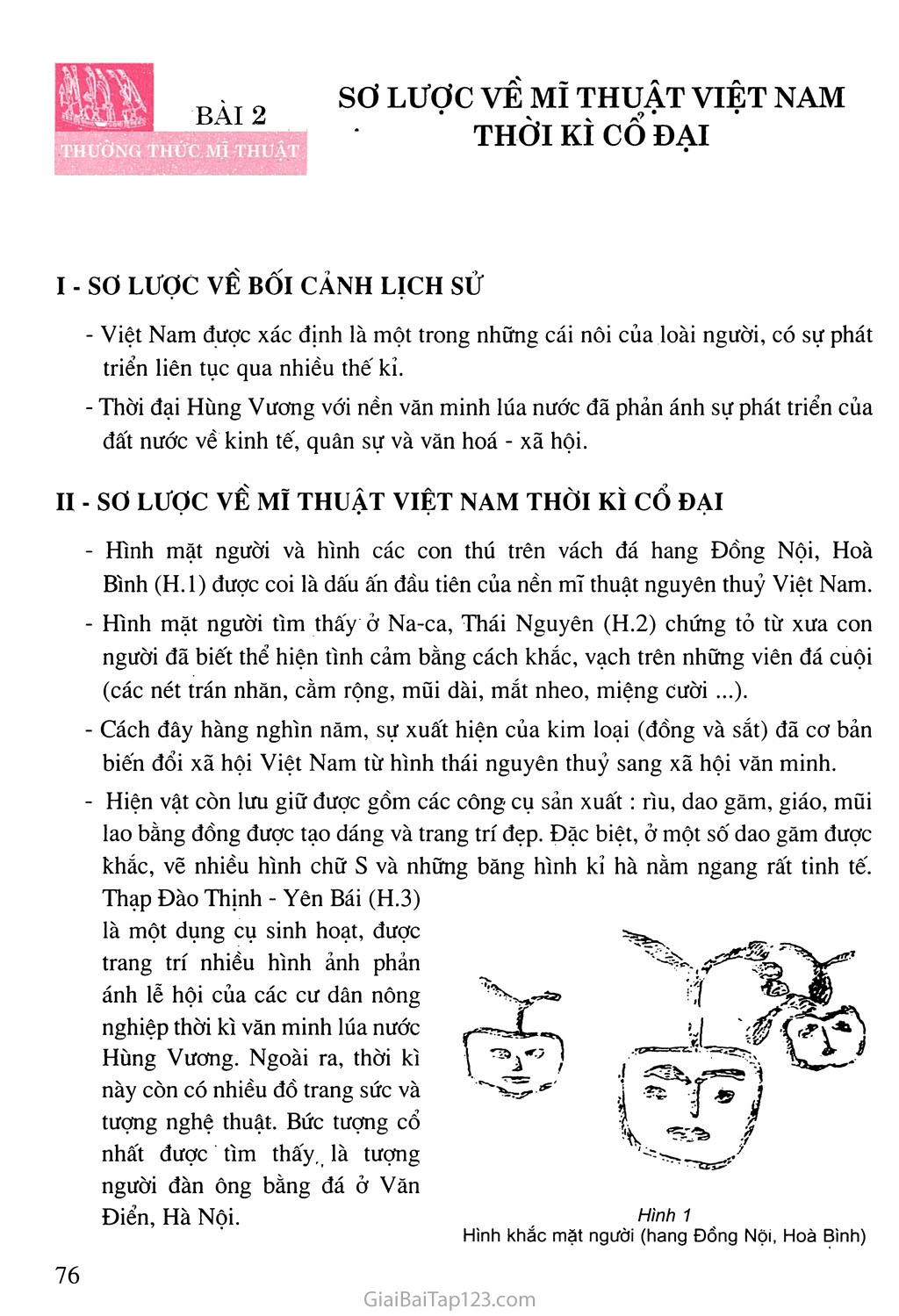 Bài 2. Thường thức mĩ thuật Sơ lược về mĩ thuật Việt Nam thời kì cổ đại trang 1