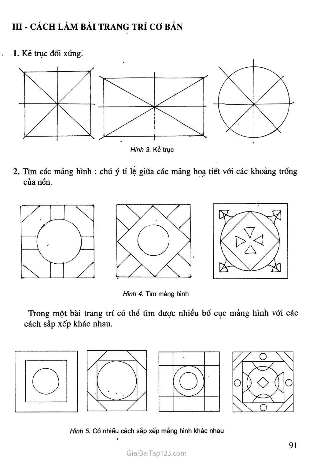 Bài 6. Vẽ trang trí Cách sắp xếp (bố cục) trong trang trí trang 3
