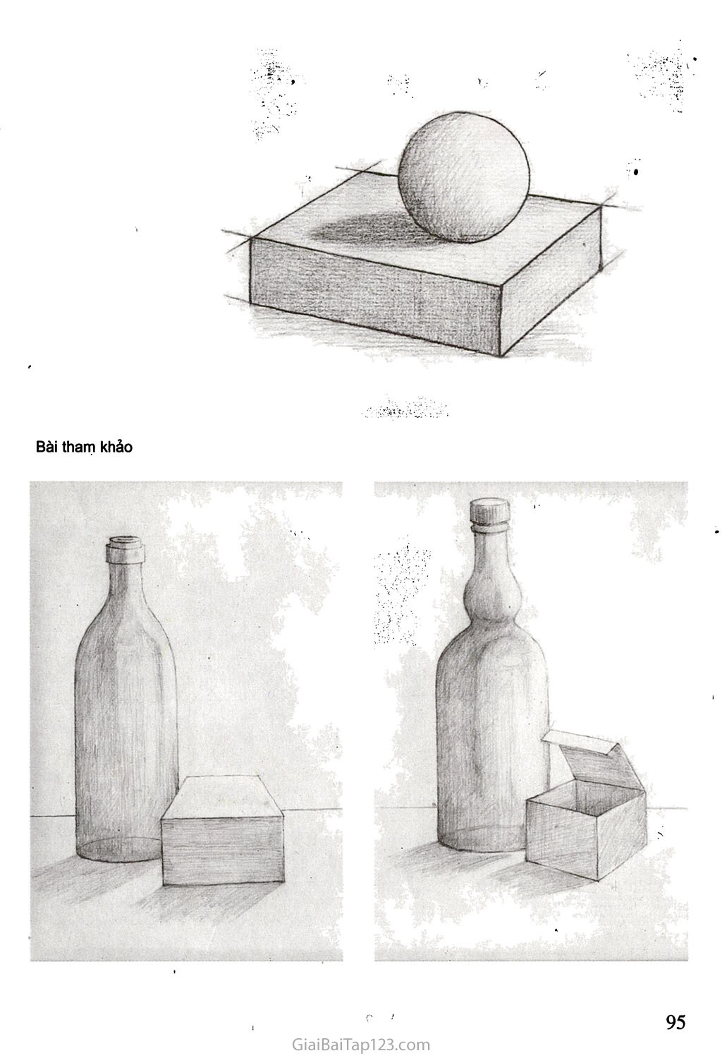 Bài 7. Vẽ theo mẫu Mẫu có dạng hình hộp và hình cầu (Vẽ hình) trang 3