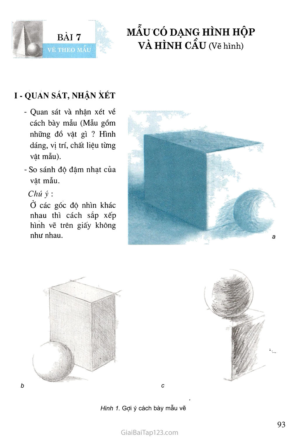 SGK Mĩ Thuật 5  Bài 8 Vẽ theo mẫu  Mẫu vẽ có dạng hình trụ và hình cầu