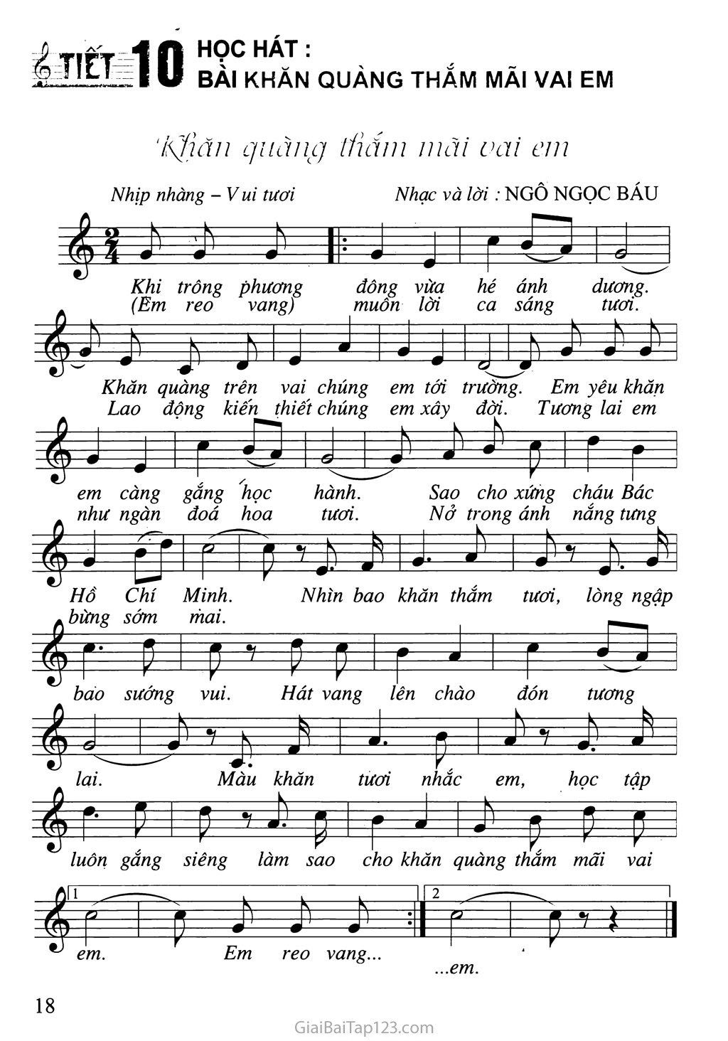 Tiết 10. Học hát: Bài Khăn quàng thắm mãi vai em trang 1