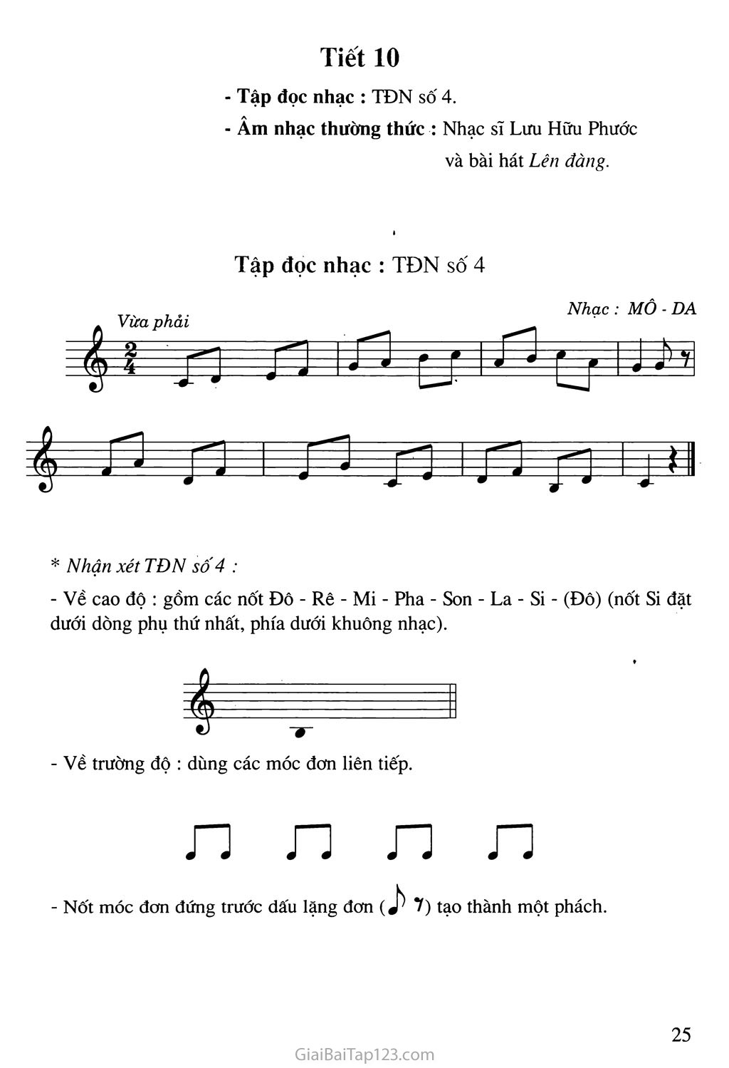 Tiết 10. Tập đọc nhạc: TĐN số 4. Âm nhạc thưởng thức: Nhạc sĩ Lưu Hữu Phước và bài hát Lên đàng trang 1
