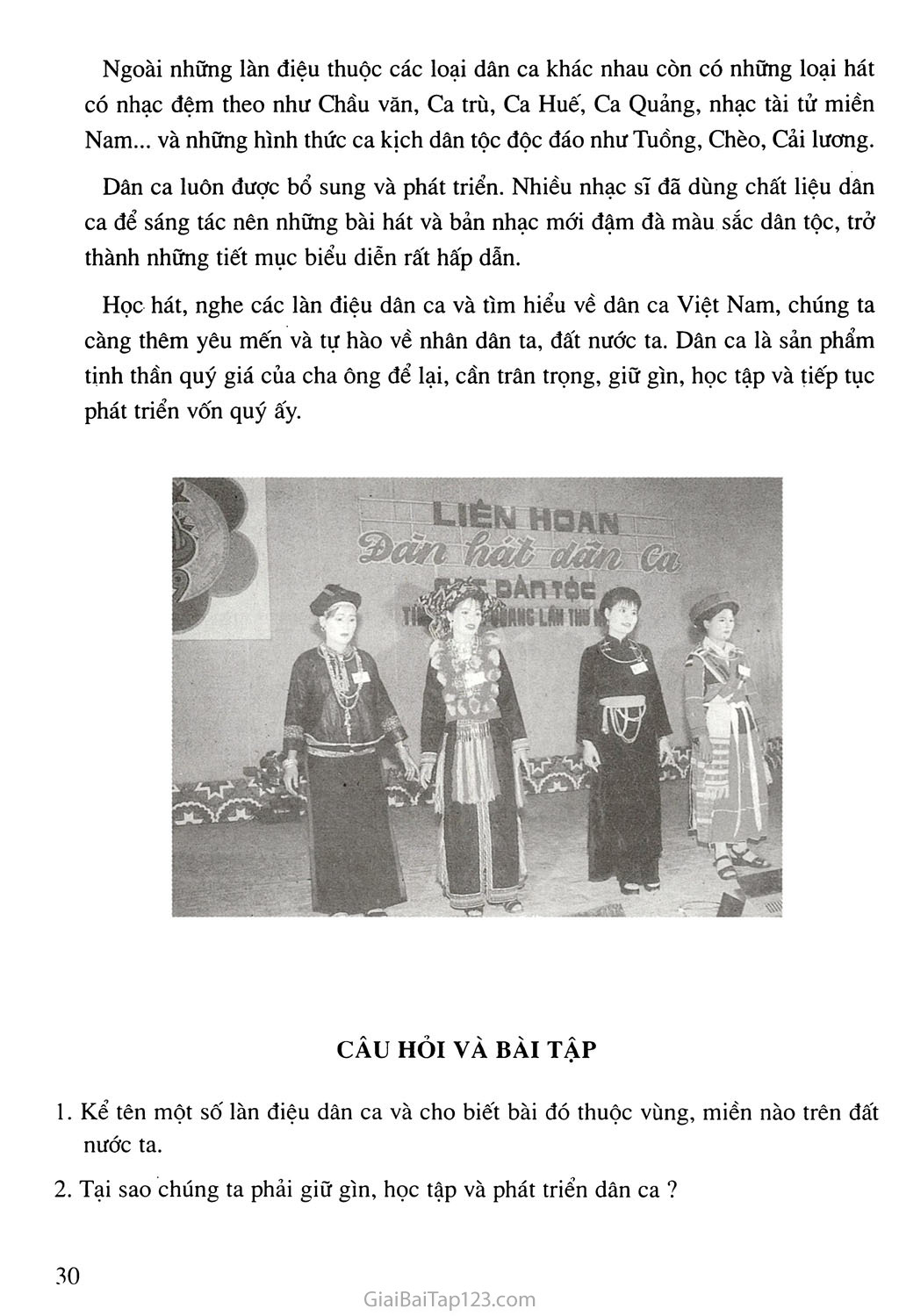 Tiết 11. Âm nhạc thưởng thức: Sơ lược về dân ca Việt Nam trang 2