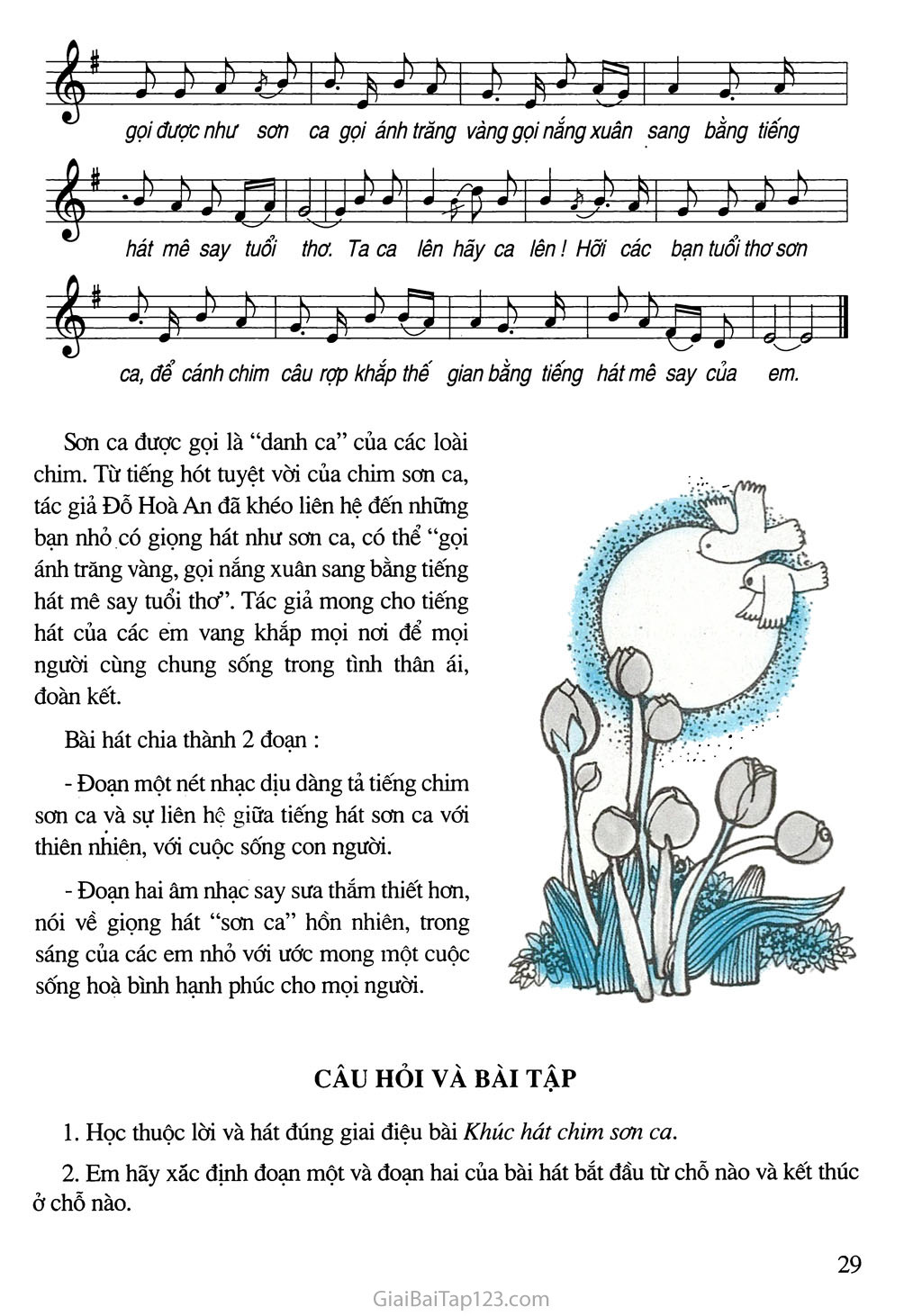 Tiết 11. Học hát: Bài Khúc hát chim sơn ca trang 2