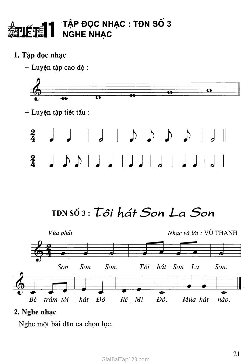 Tiết 11. Tập đọc nhạc: TĐN số 3 - Nghe nhạc trang 1