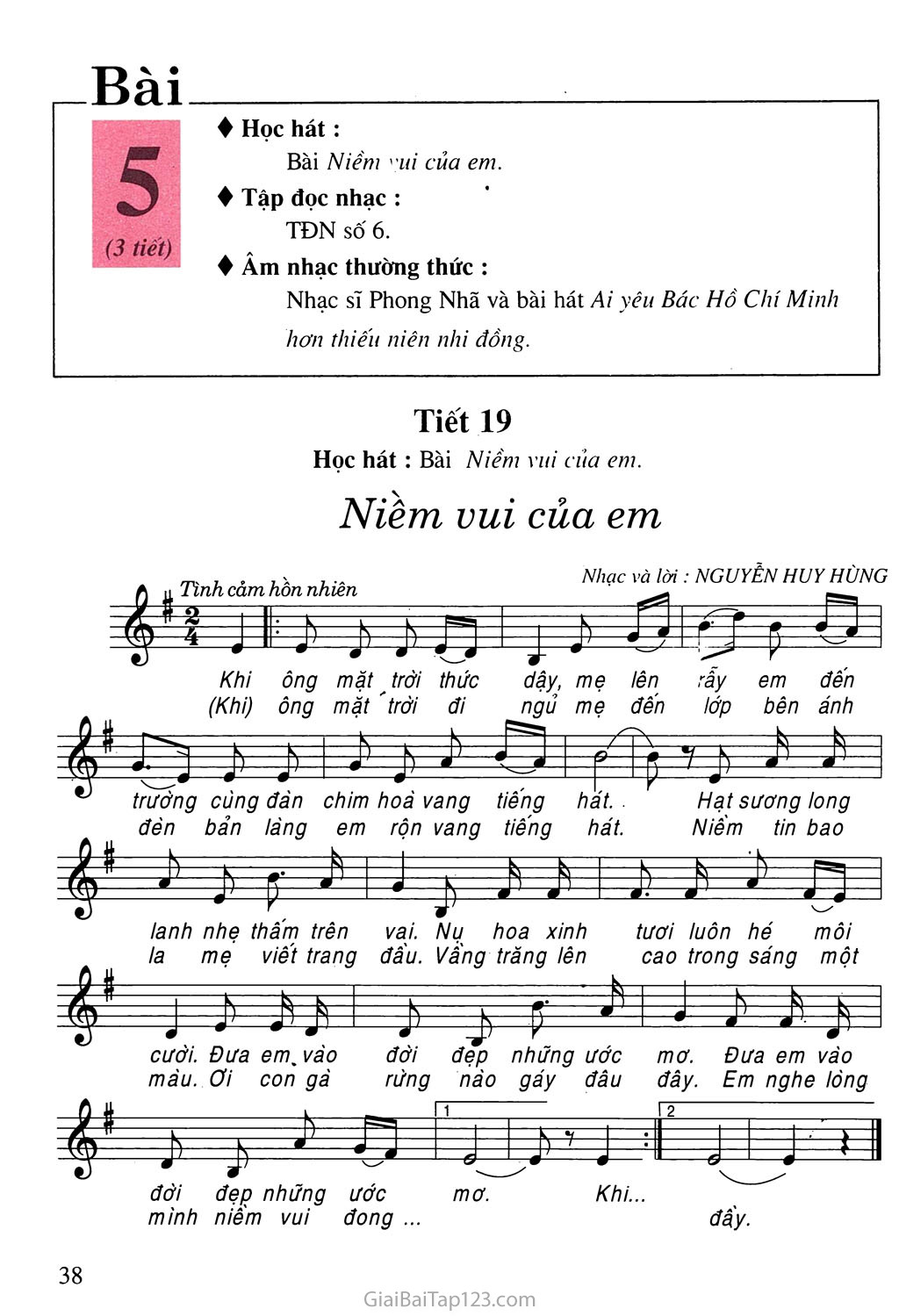 Tiết 19. Học hát: Bài Niềm vui của em trang 1