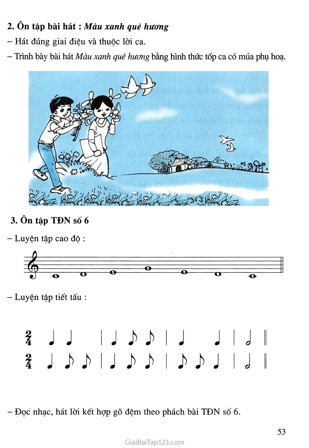 Tiết 33. Ôn tập và kiểm tra 2 bài hát: Tre ngà bên Lăng Bác, Màu xanh quê hương - Ôn tập TĐN số 6 trang 2 Tiết 33. Ôn tập và kiểm tra 2 bài hát: Tre ngà bên Lăng Bác, Màu xanh quê hương - Ôn tập TĐN số 6 trang 2