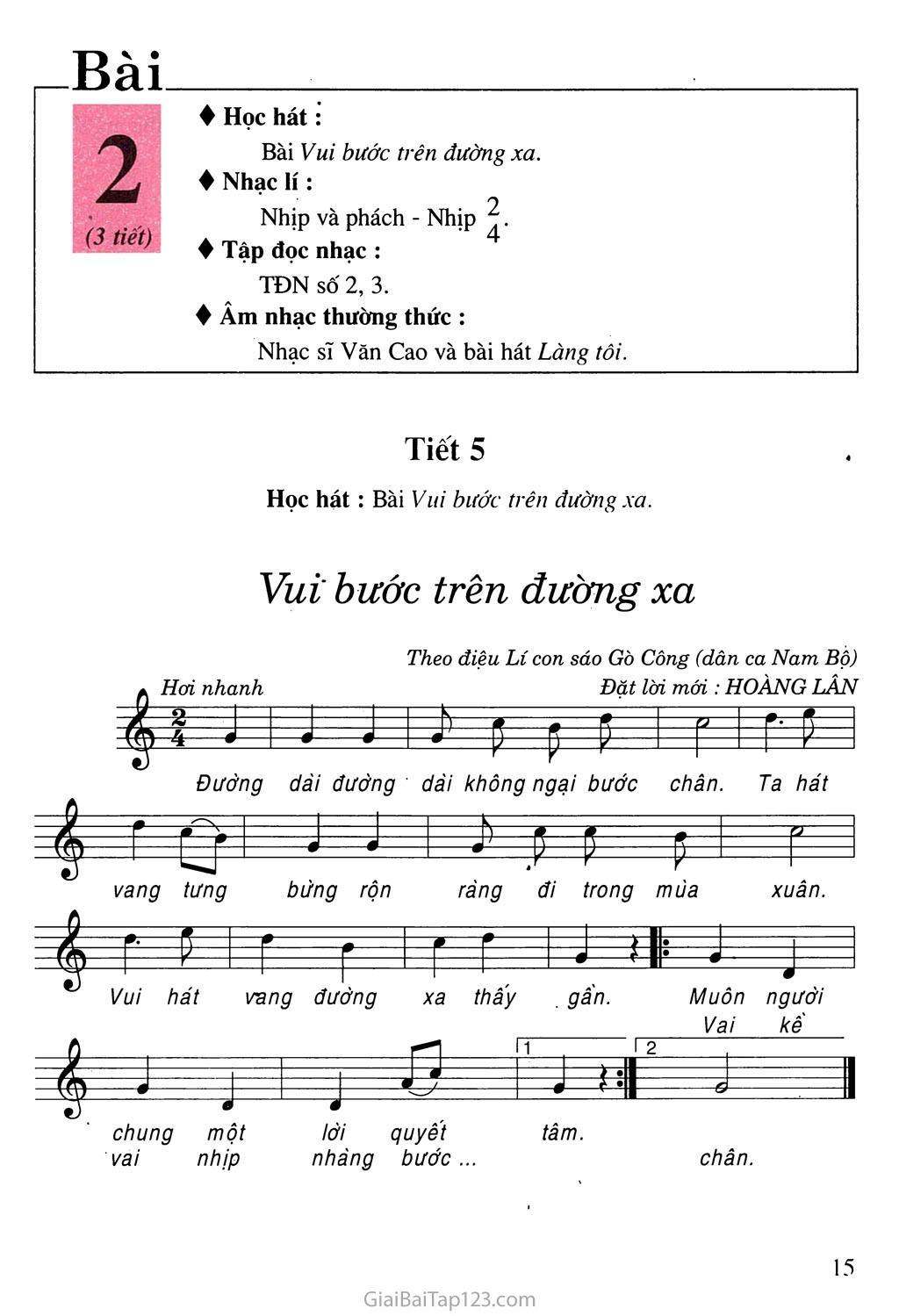 Tiết 5. Học hát: Bài Vui bước trên đường xa trang 1