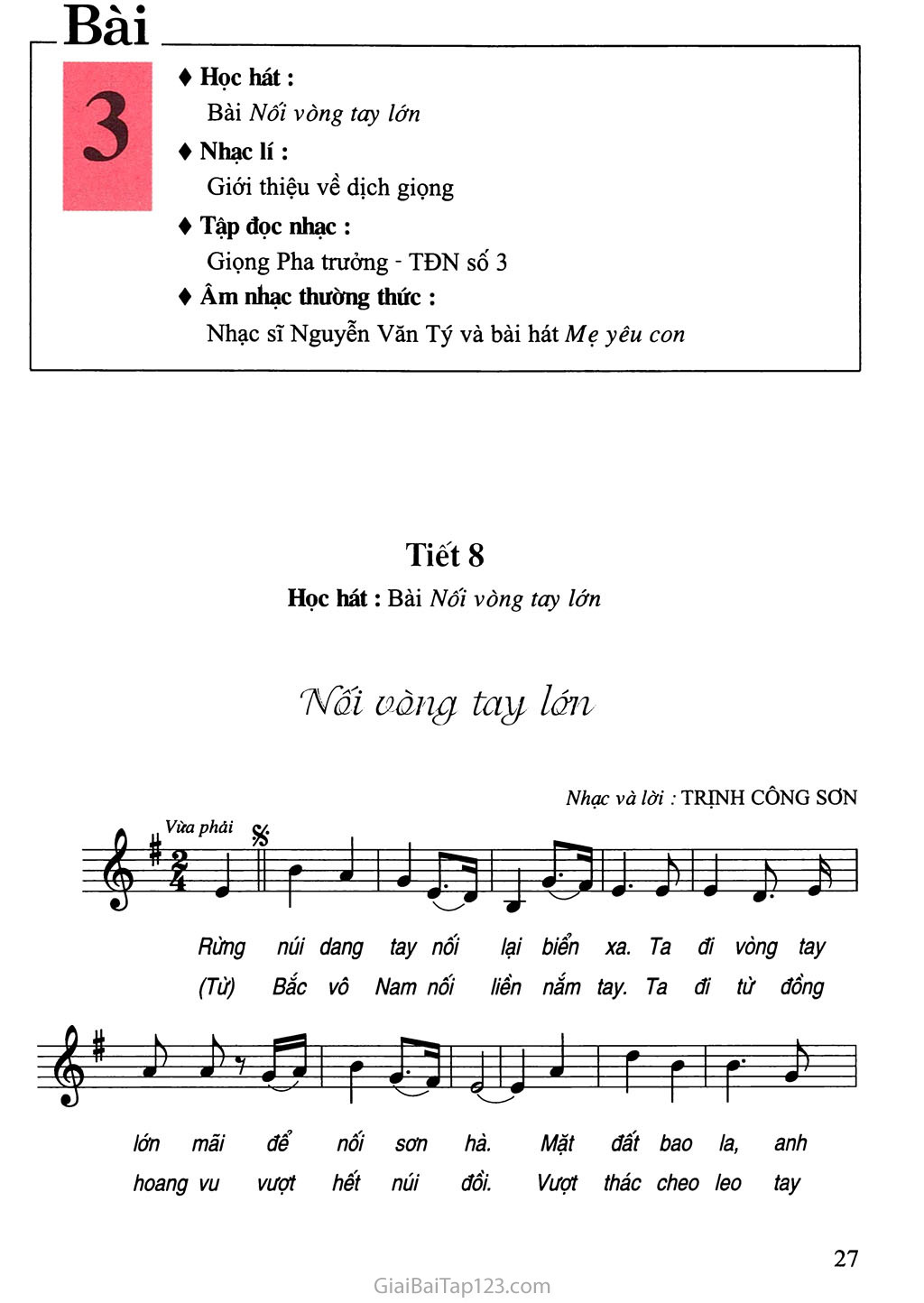 Tiết 8. Học hát: Bài Nối vòng tay lớn trang 1