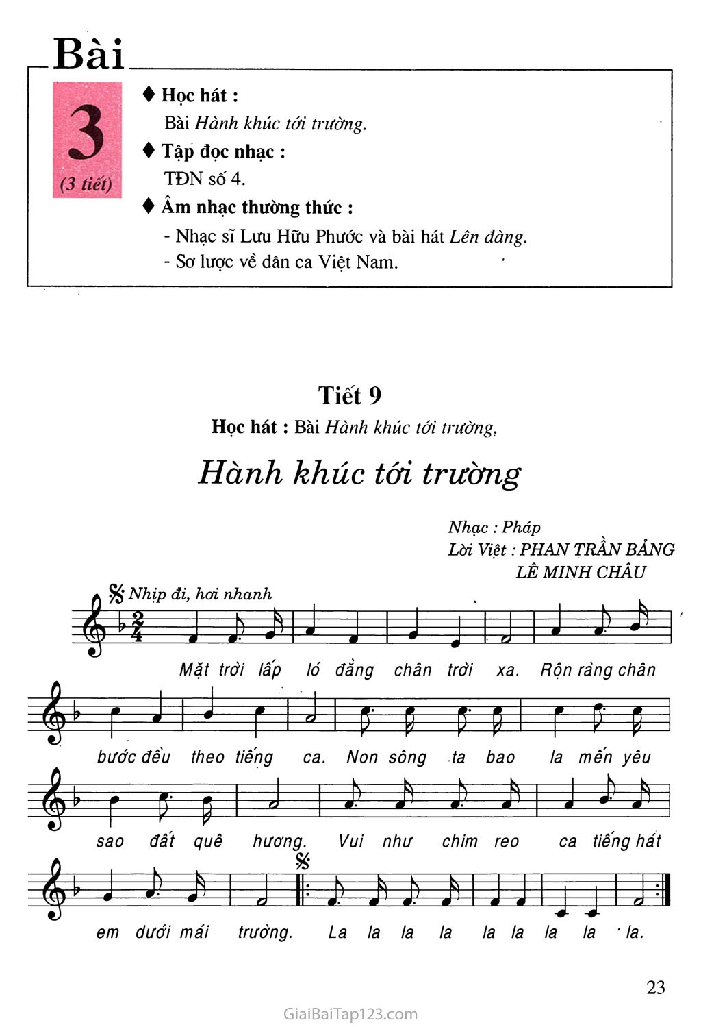Tiết 9. Học hát: Bài Hành khúc tới trường trang 1