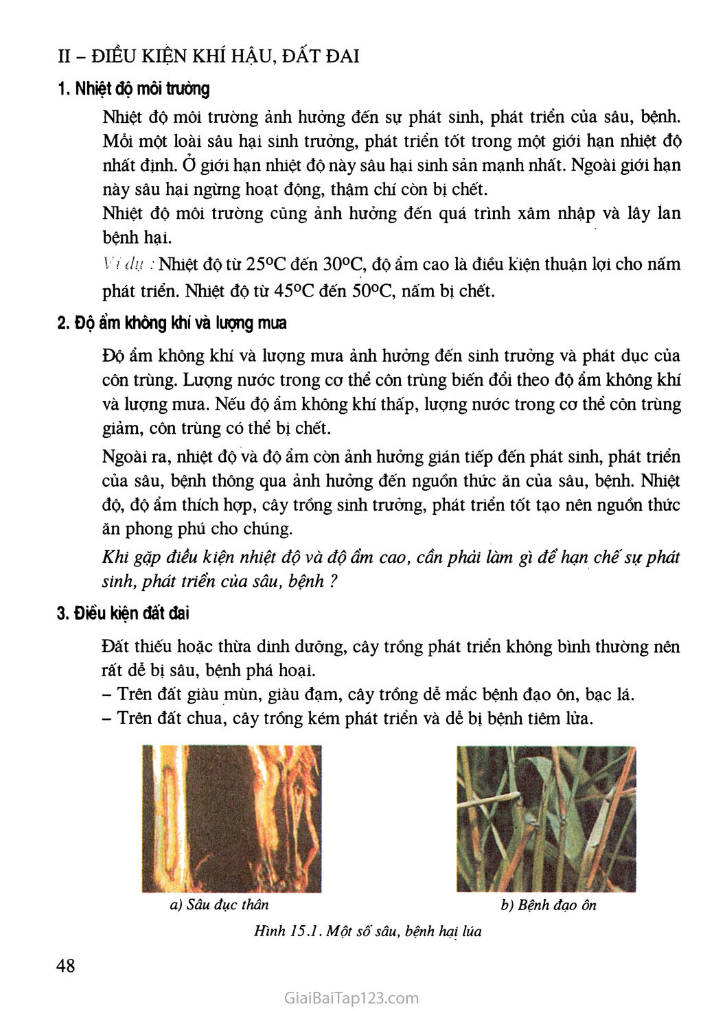 Bài 15: Điều kiện phát sinh, phát triển của sâu, bệnh hại cây trồng trang 2