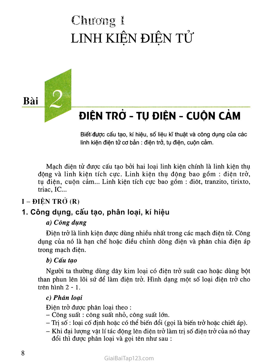 Bài 2. Điện trở - Tụ điện - Cuộn cảm trang 1