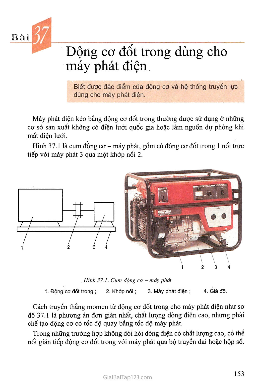 Bài 37. Động cơ đốt trong dùng cho máy phát điện trang 1