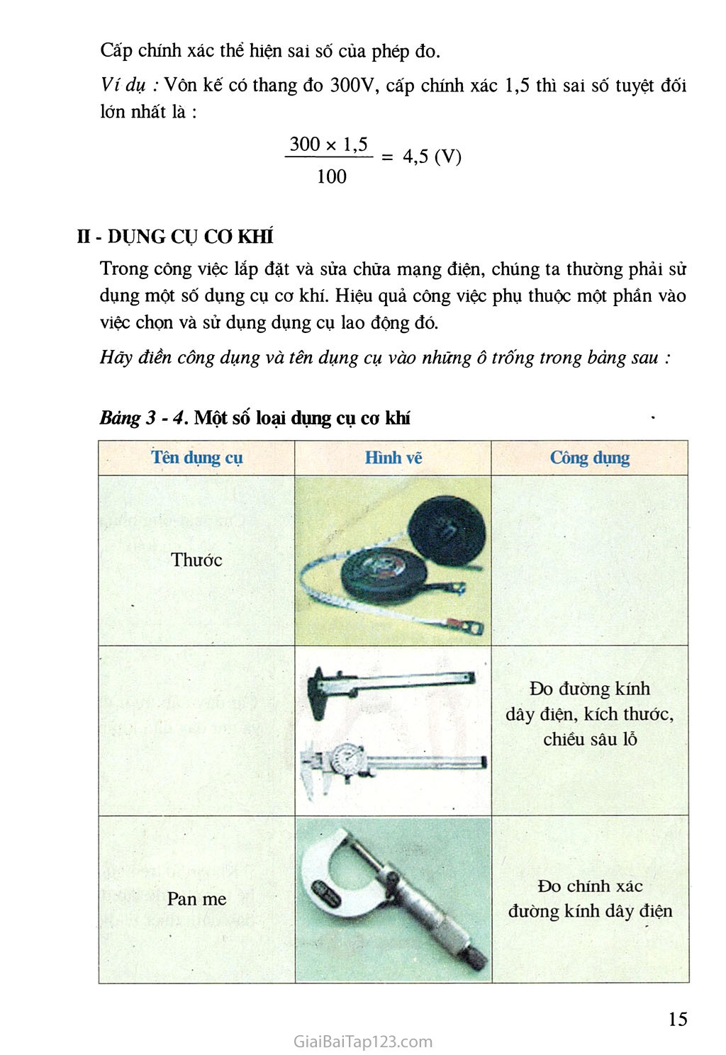 Bài 3. Dụng cụ dùng trong lắp đặt mạng điện trang 3