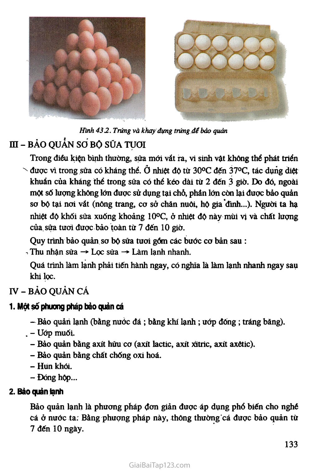 Bài 43. Bảo quản thịt, trứng, sữa và cá trang 3