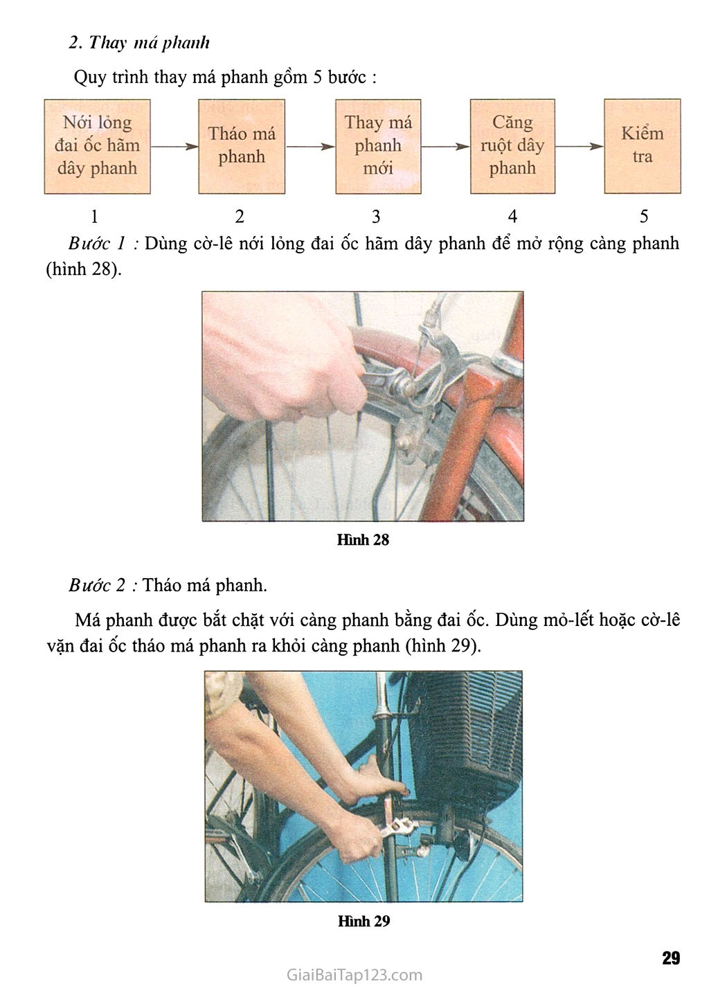Bài 6. Thực hành: Thay ruột dây phanh, má phanh trang 2