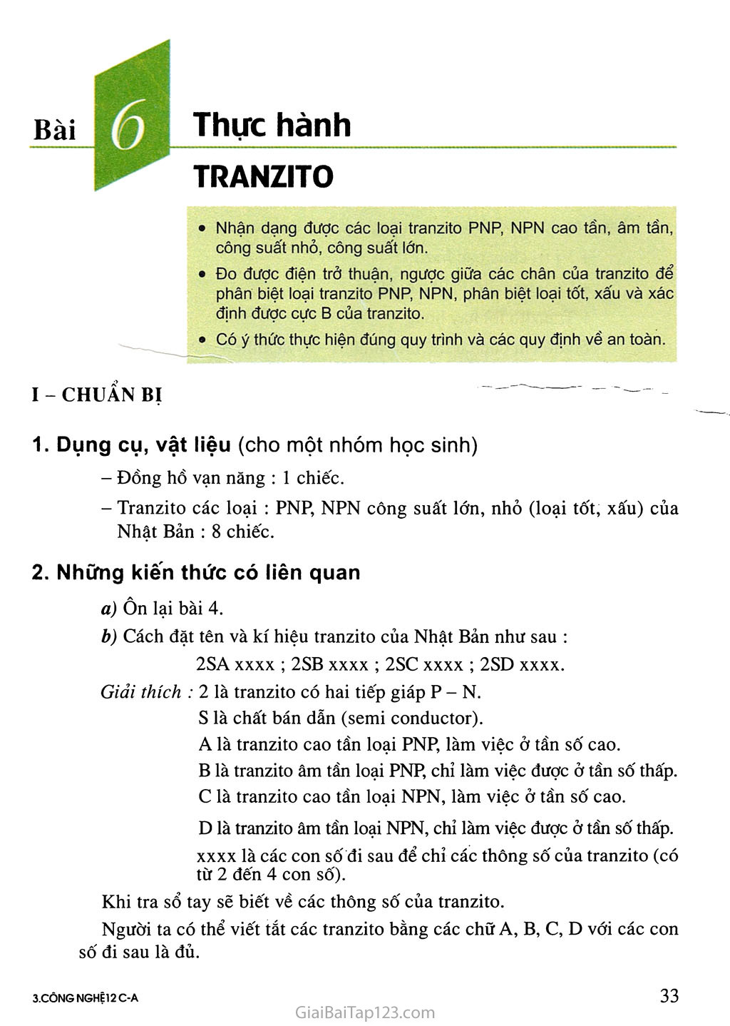 Bài 6. Thực hành - Tranzito trang 1