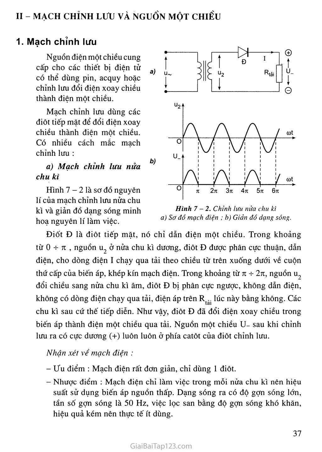Bài 7. Khái niệm về mạch điện tử. Chỉnh lưu - Nguồn một chiều trang 2