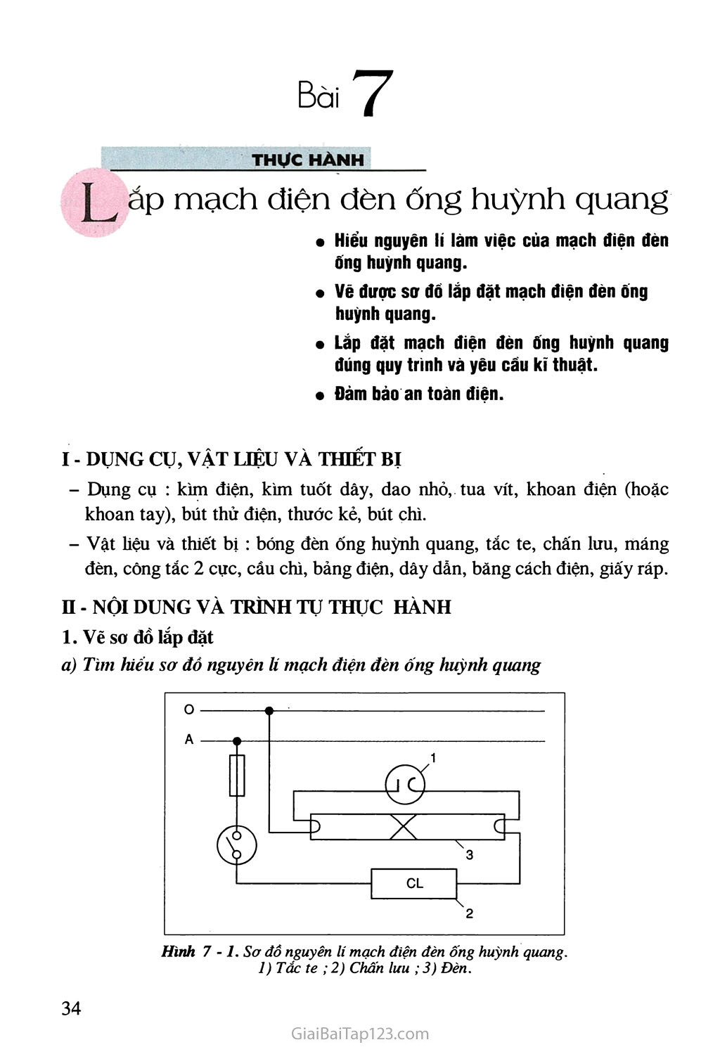 SGK Công Nghệ 9 - Bài 7. Thực hành: Lắp mạch năng lượng điện đèn ống huỳnh quang