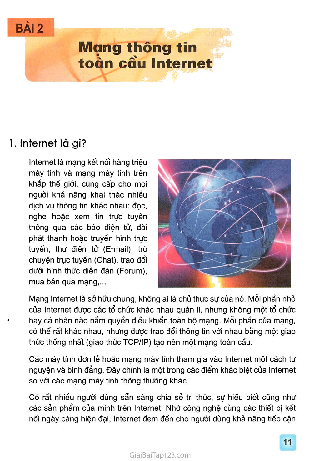 Bài 2. Mạng thông tin toàn cầu Internet trang 1
