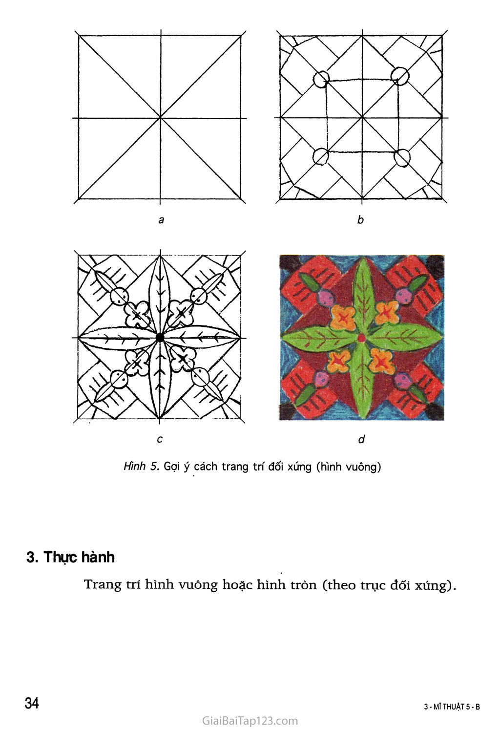 SGK Mĩ Thuật 5 - Bài 10: Vẽ trang trí - Trang trí đối xứng qua trục
