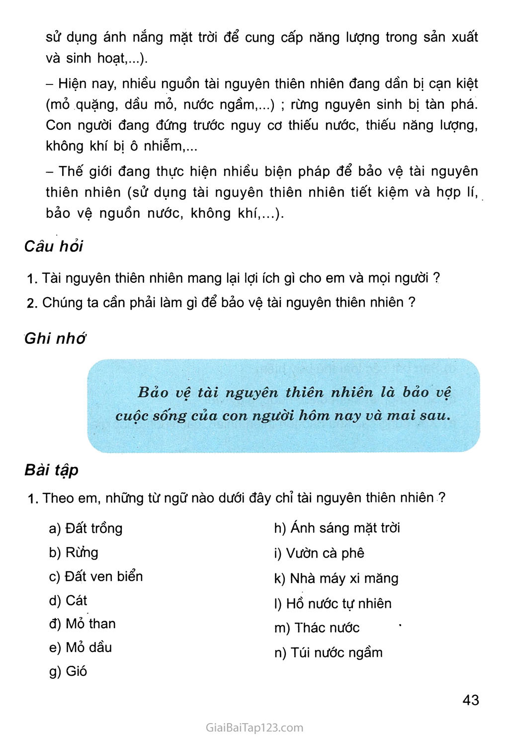 Bài 14. Bảo vệ tài nguyên thiên nhiên trang 2 Bài 14. Bảo vệ tài nguyên thiên nhiên trang 2