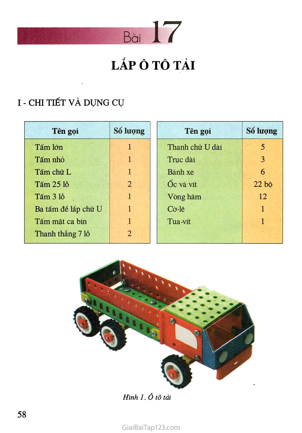 Bài 17. Lắp ô tô tải trang 1
