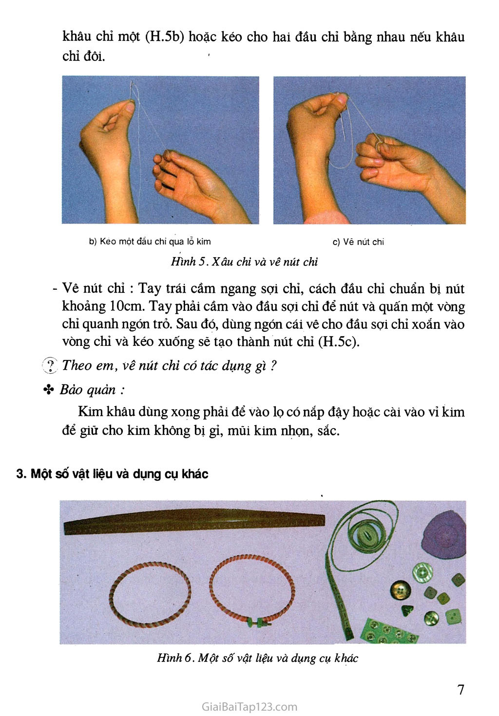 Bài 1. Vật liệu, dụng cụ cắt, khâu, thêu trang 5