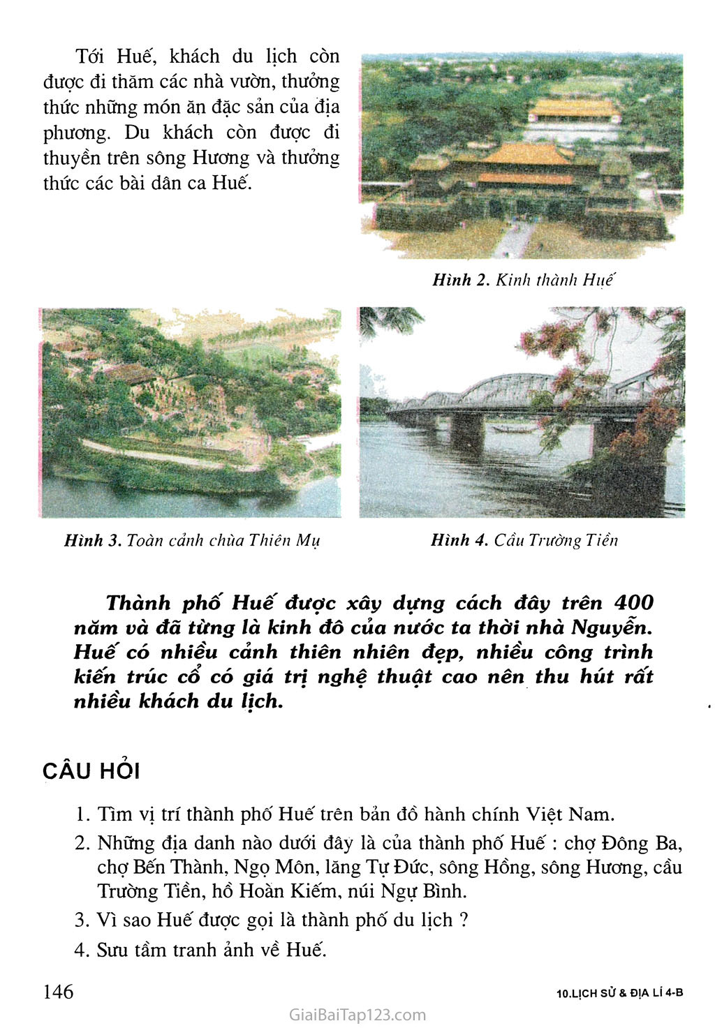 SGK Lịch Sử và Địa Lí 4 - Bài 27. Thành phố Huế