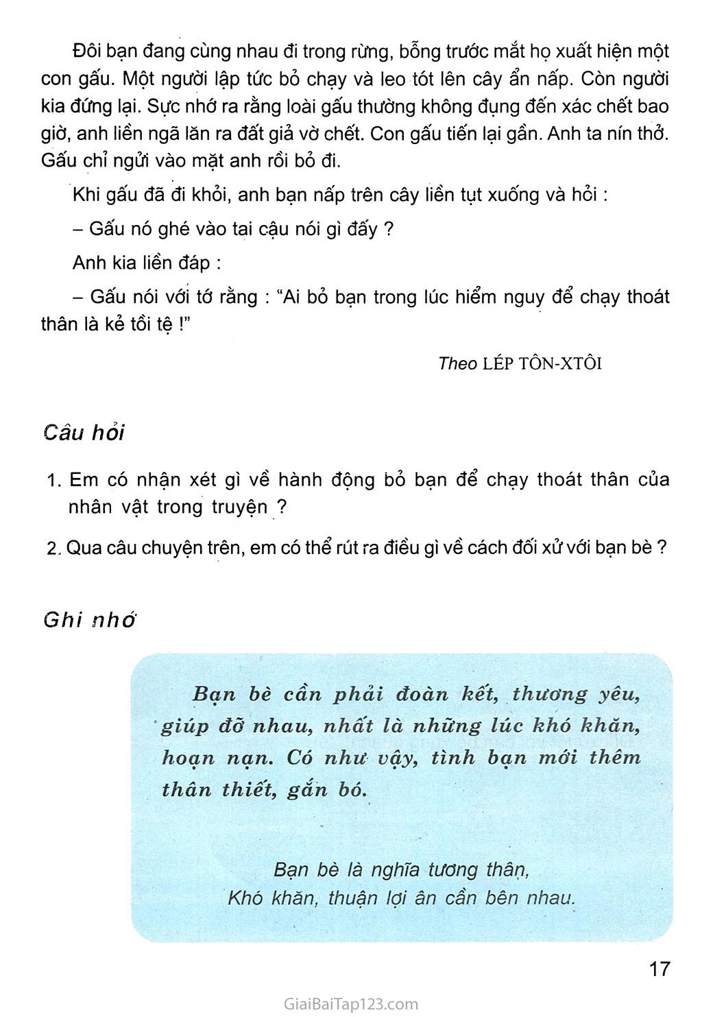 Bài 5. Tình bạn trang 2