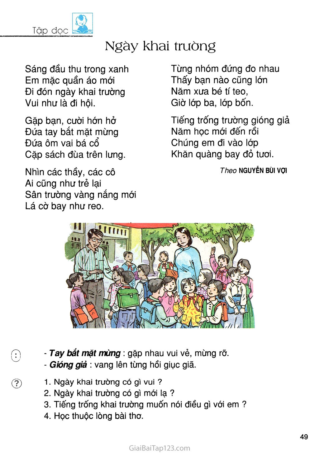 Tuần 6 - Chủ điểm: TỚI TRƯỜNG trang 4 Tuần 6 - Chủ điểm: TỚI TRƯỜNG trang 4