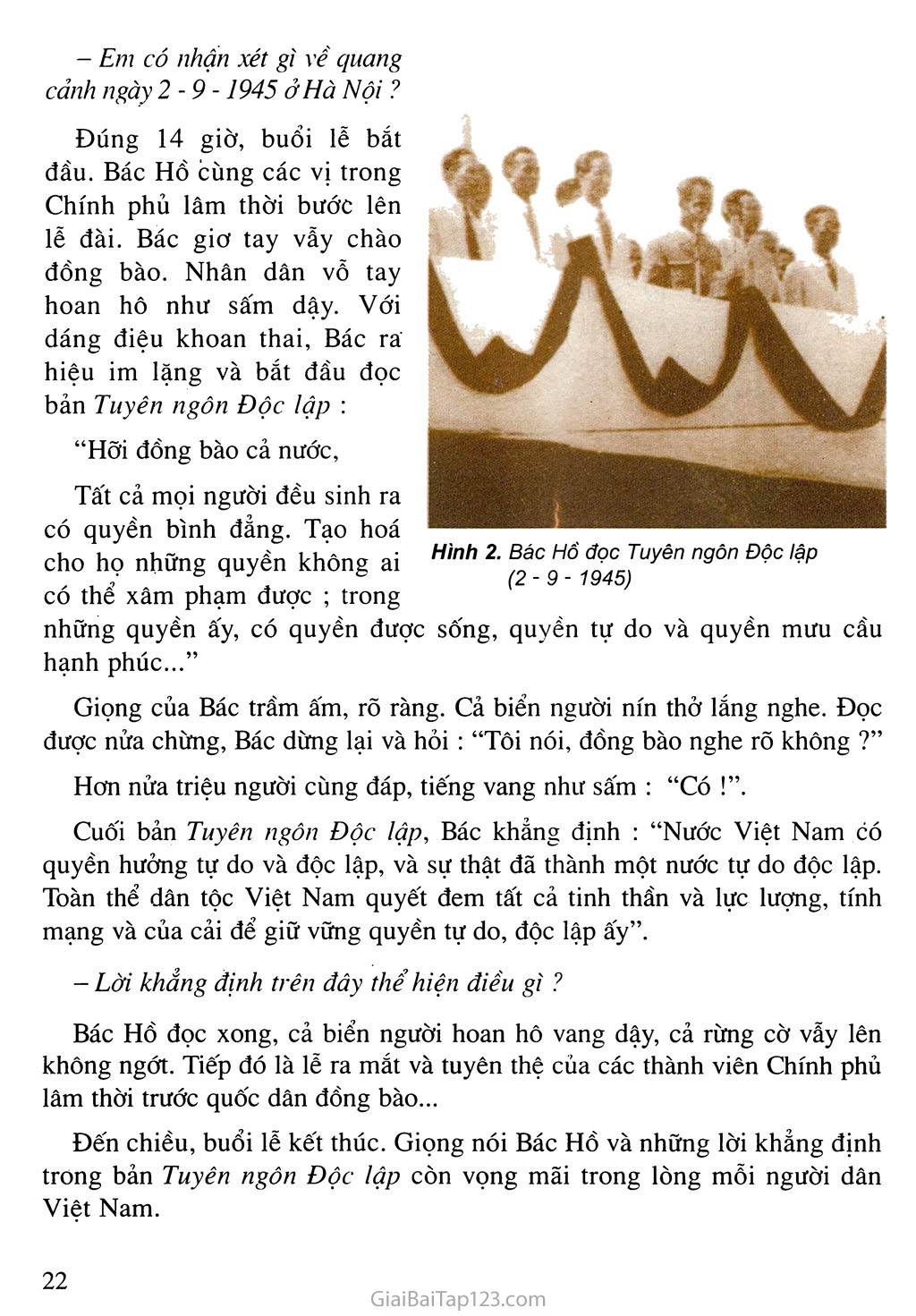 Bài 10. Bác Hồ đọc Tuyên ngôn Độc lập trang 2