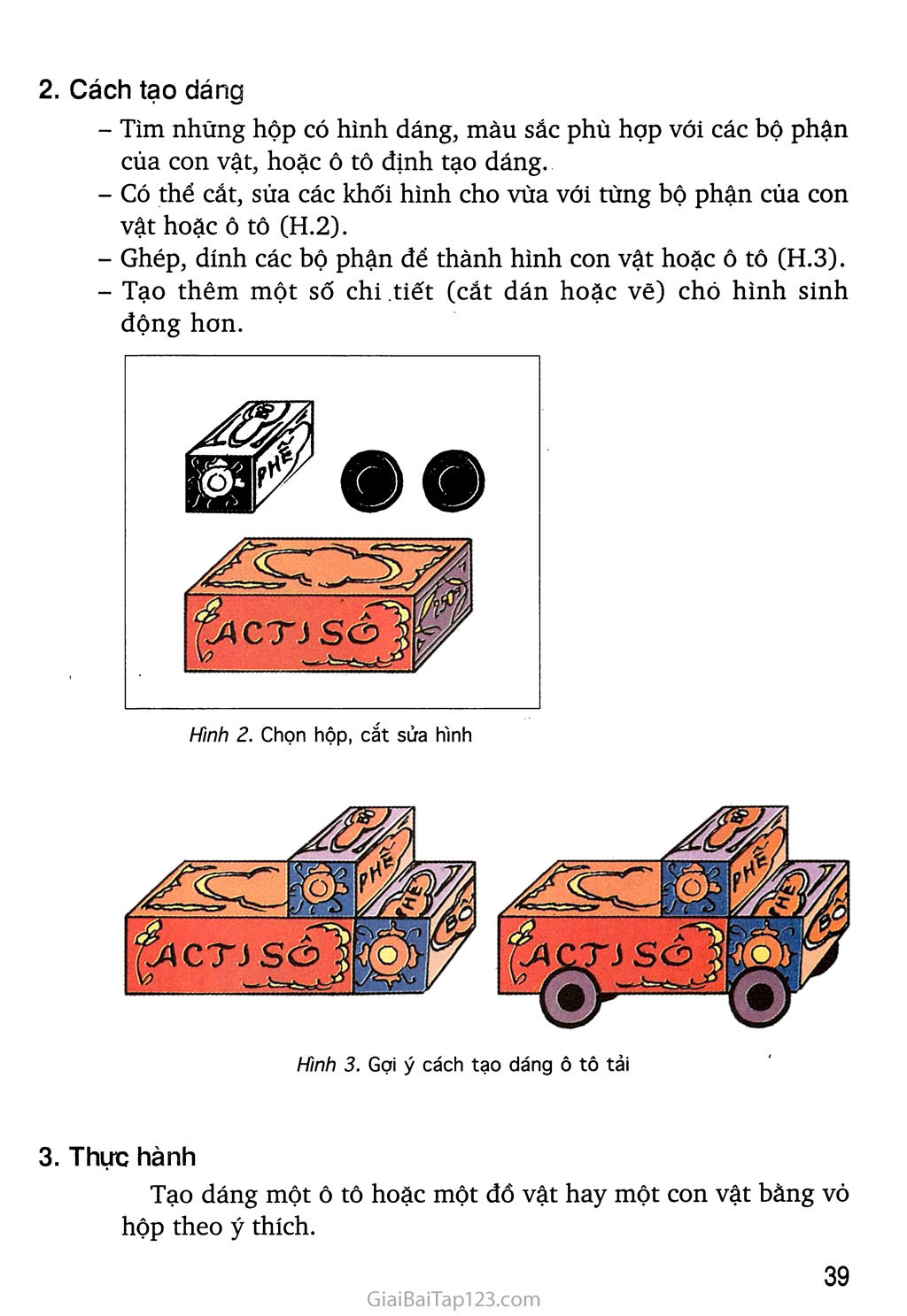 Bài 16: Tập nặn tạo dáng Tạo dáng con vật hoặc ô tô bằng vỏ hộp trang 2