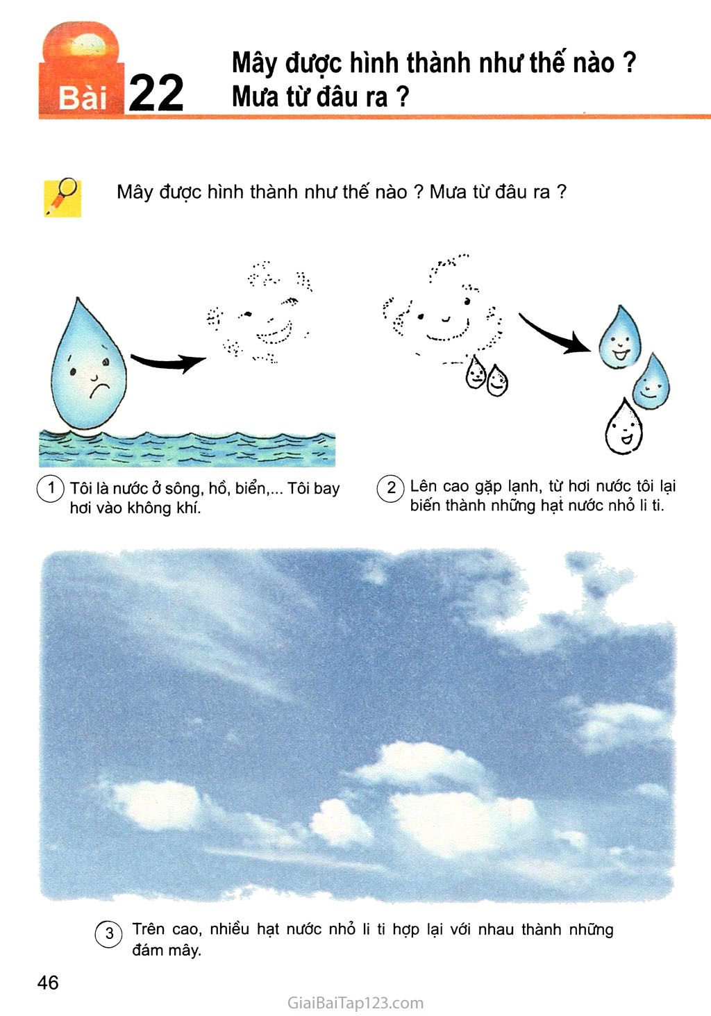 Bài 22. Mây được hình thành như thế nào? Mưa từ đâu ra? trang 1
