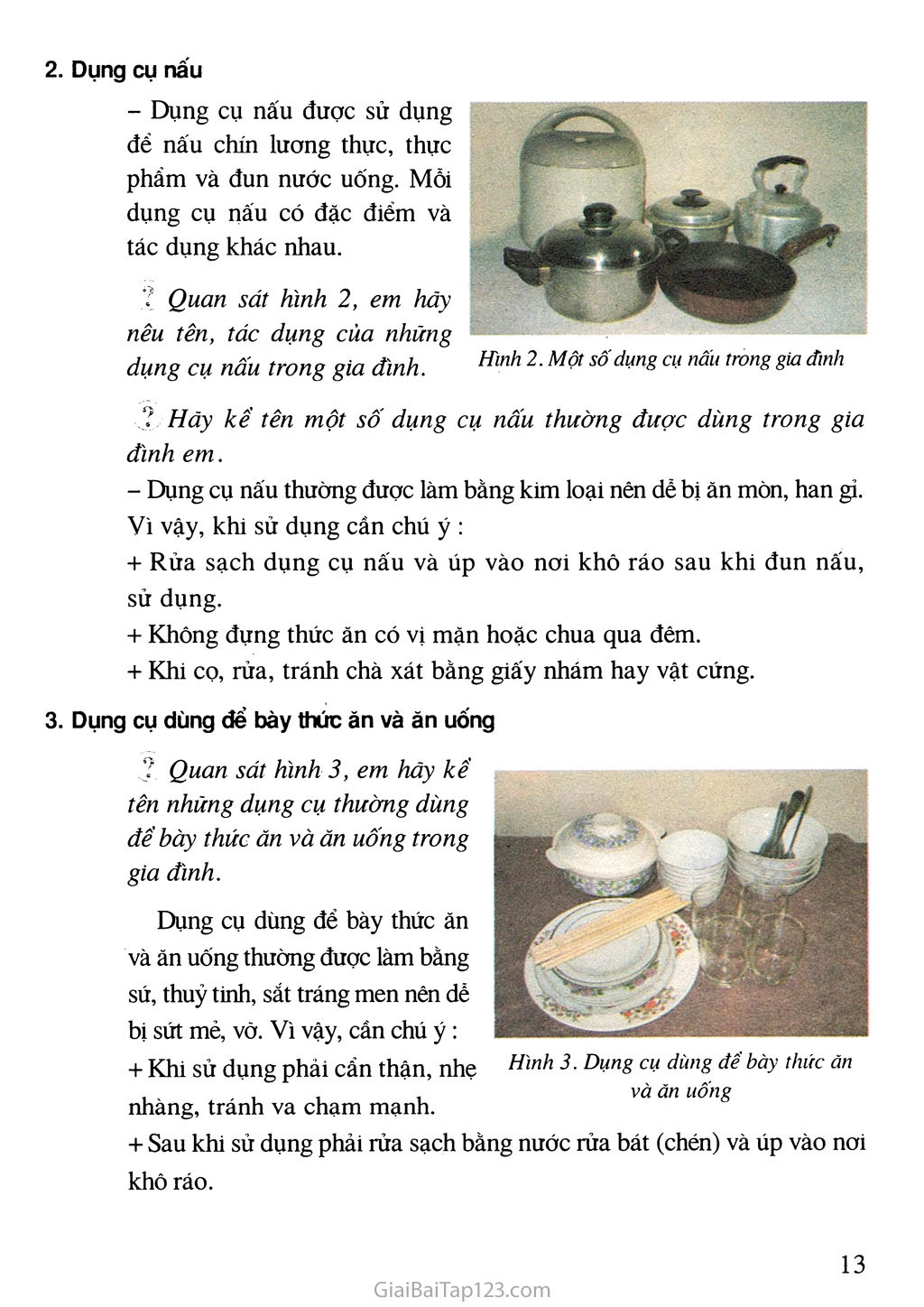 Bài 3. Một số dụng cụ nấu ăn và ăn uống trong gia đình trang 2