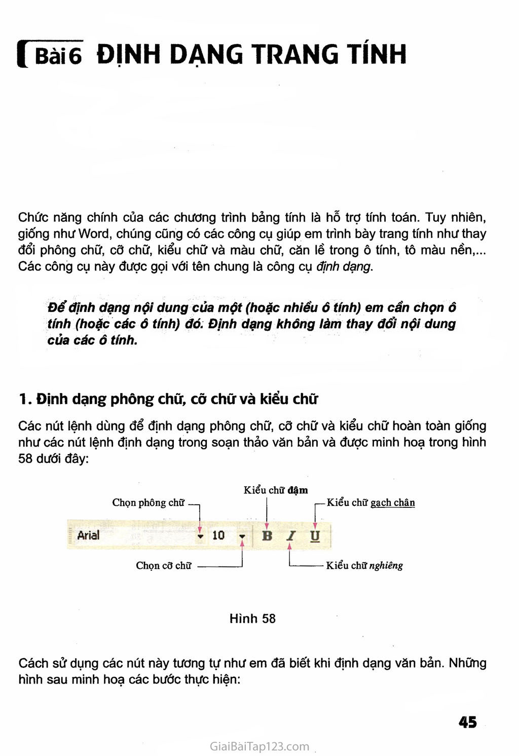 Em hãy nêu các bước định dạng phông chữ