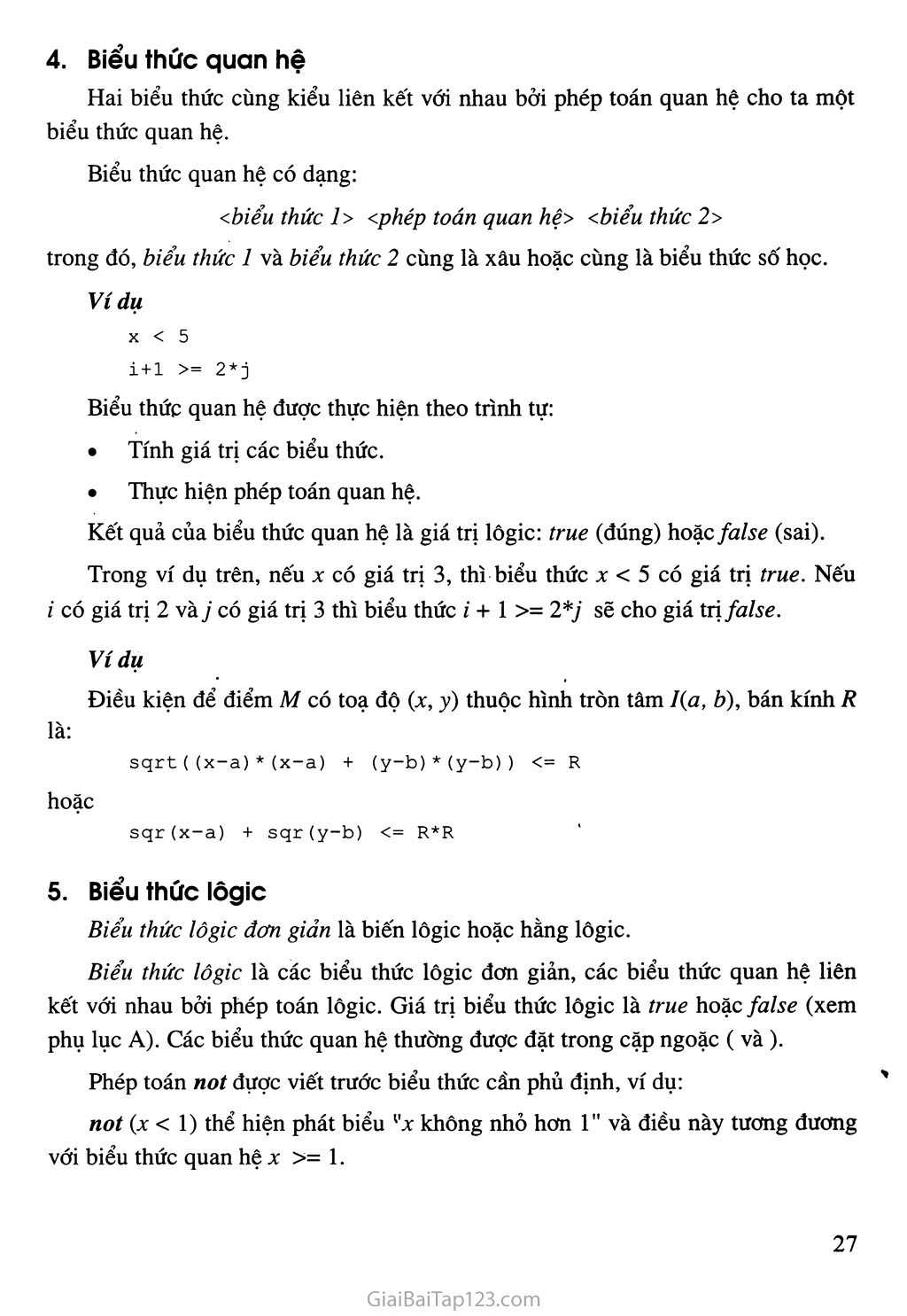 Bài 6. Phép toán, biểu thức, câu lệnh gán trang 4