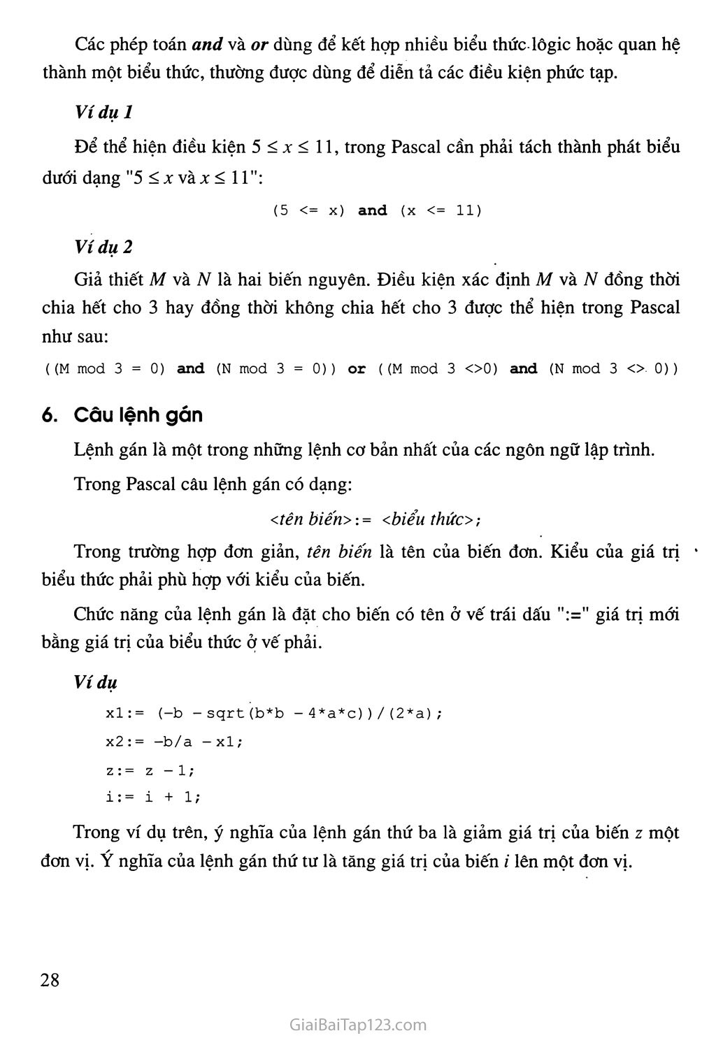 Bài 6. Phép toán, biểu thức, câu lệnh gán trang 5