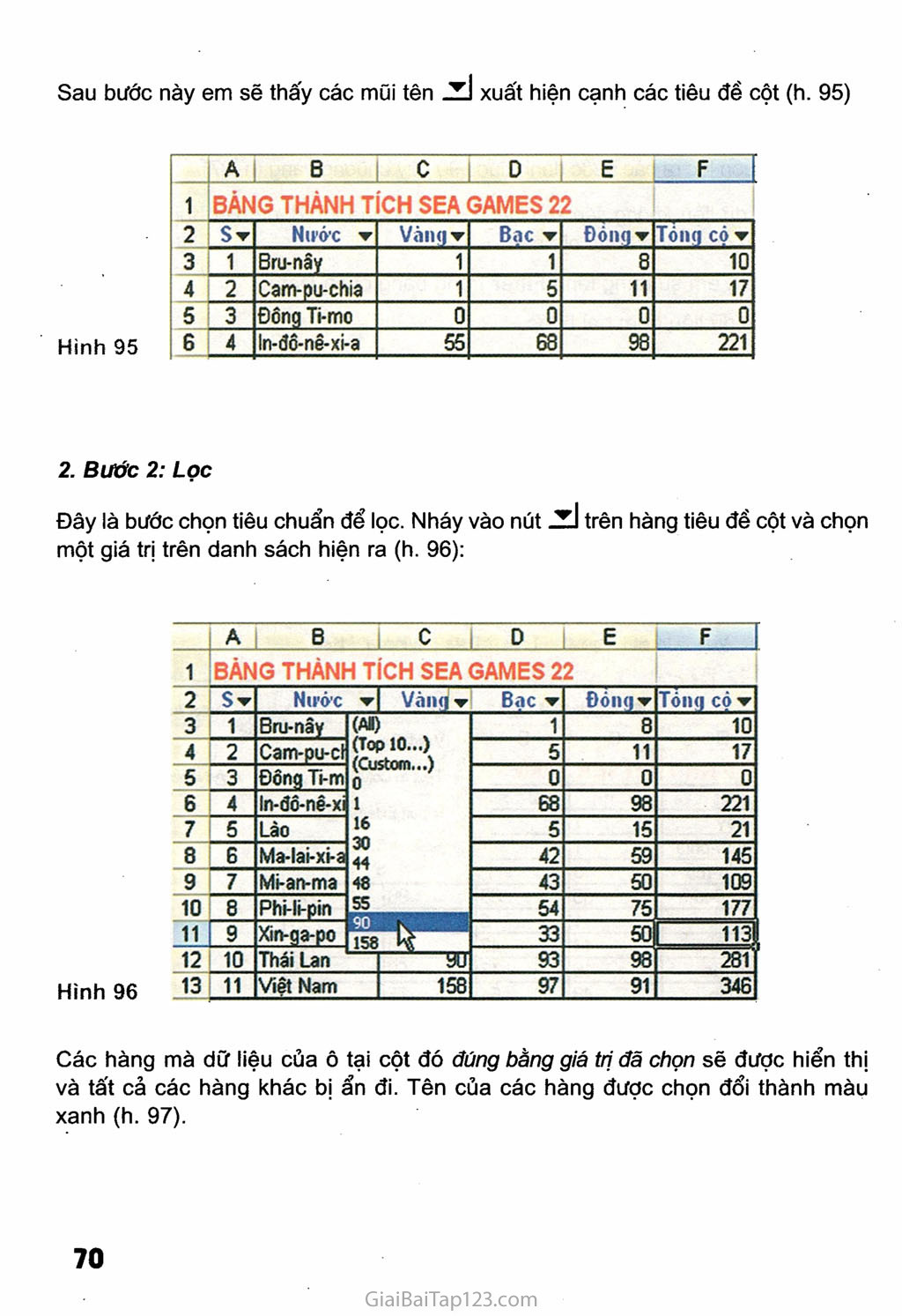 Bài 8. Sắp xếp và lọc dữ liệu trang 5