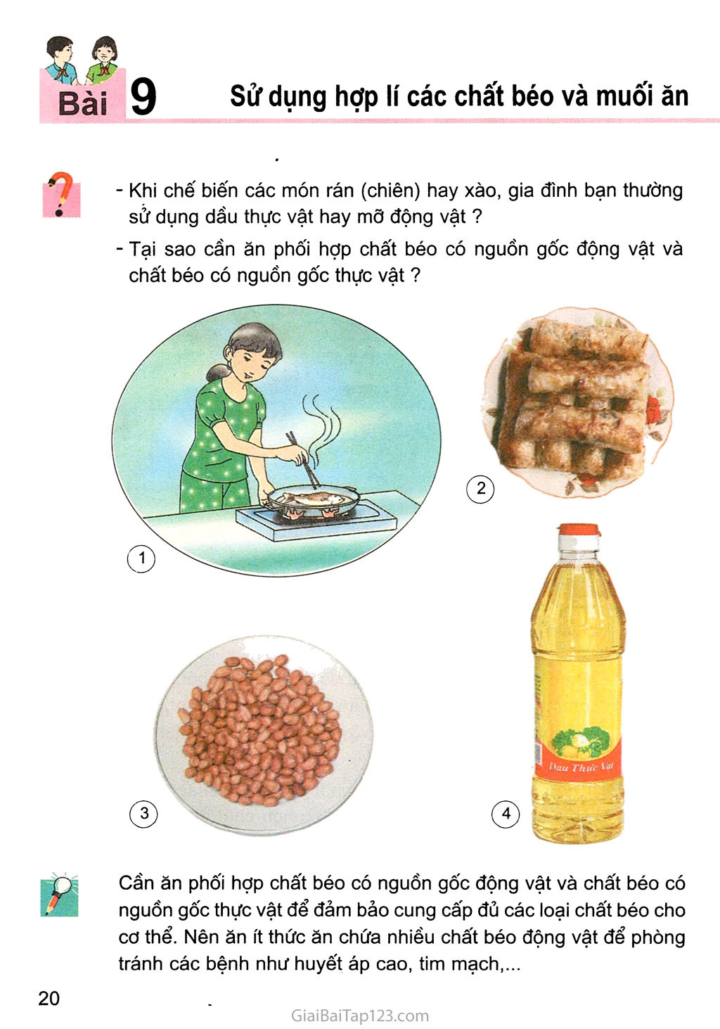 Bài 9. Sử dụng hợp lí các chất béo và muối ăn trang 1